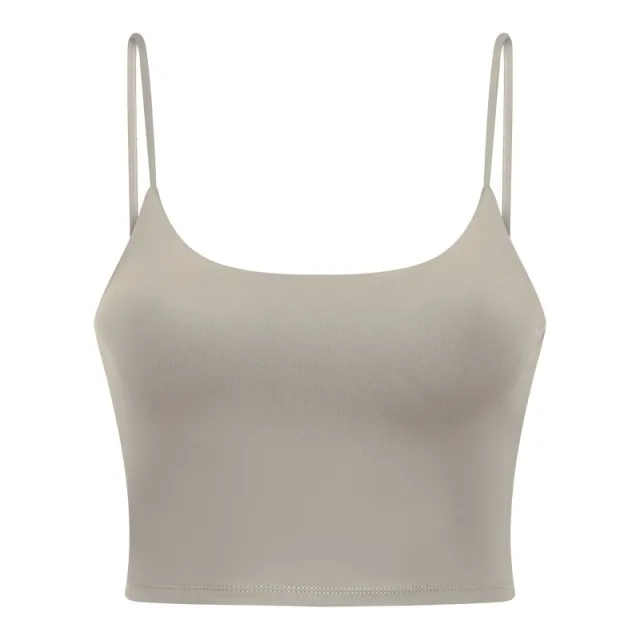 Yoga Jacket Women's Sports Underwear With Chest Pad Thin Belt Beauty Back Brown - Shop at LoveMi