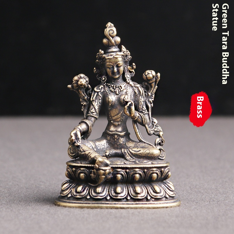 Brass Antique Green Tara Buddha Statue Decoration