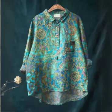 Summer New Loose Casual Single-breasted Women's Shirt Top - 2Style-Xxxl