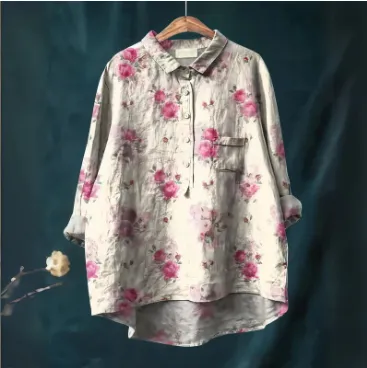 Summer New Loose Casual Single breasted Women's Shirt Top 5Style L - Shop at LoveMi