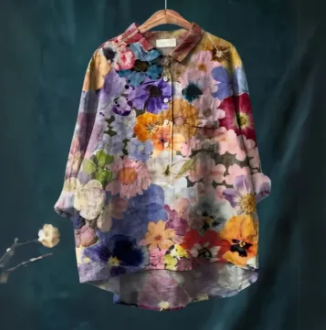 Summer New Loose Casual Single-breasted Women's Shirt Top - 4Style-S
