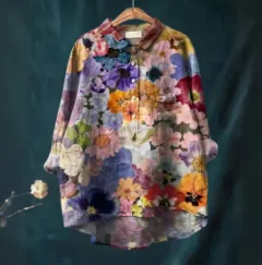Summer New Loose Casual Single-breasted Women's Shirt Top - 4Style-S - View 1