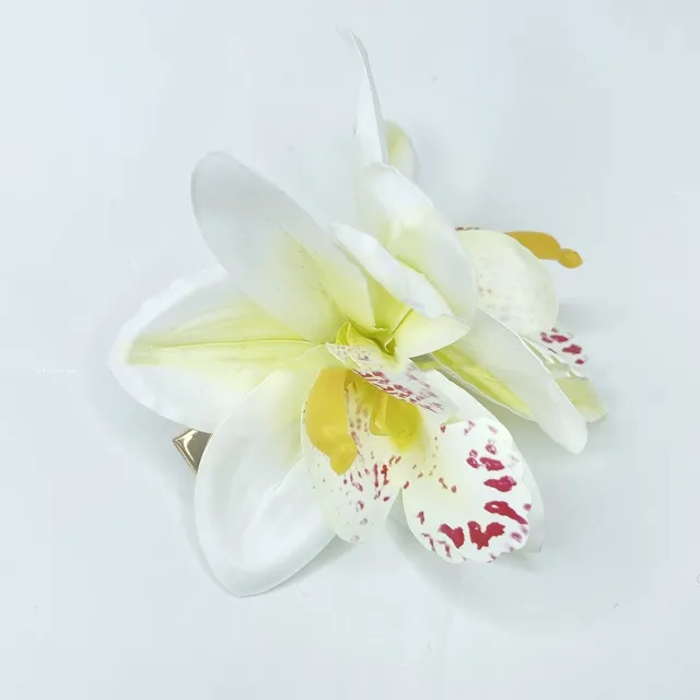 Double Orchid Barrettes Bohemian Vacation Style Hairpin White Duckbill Clip - Shop at LoveMi