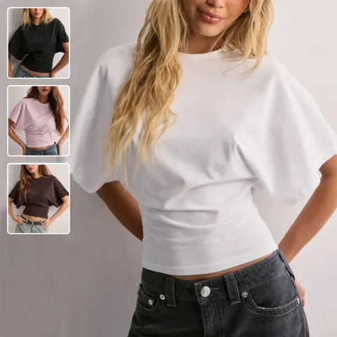 Summer Batwing Sleeve T-shirt Fashion Round Neck Pullover Short-sleeved