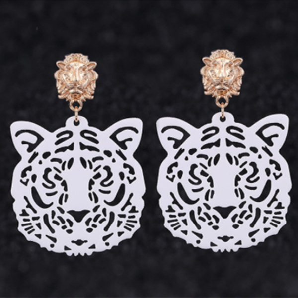 Acrylic Sheet Earrings Fashion Tiger Head Pendant