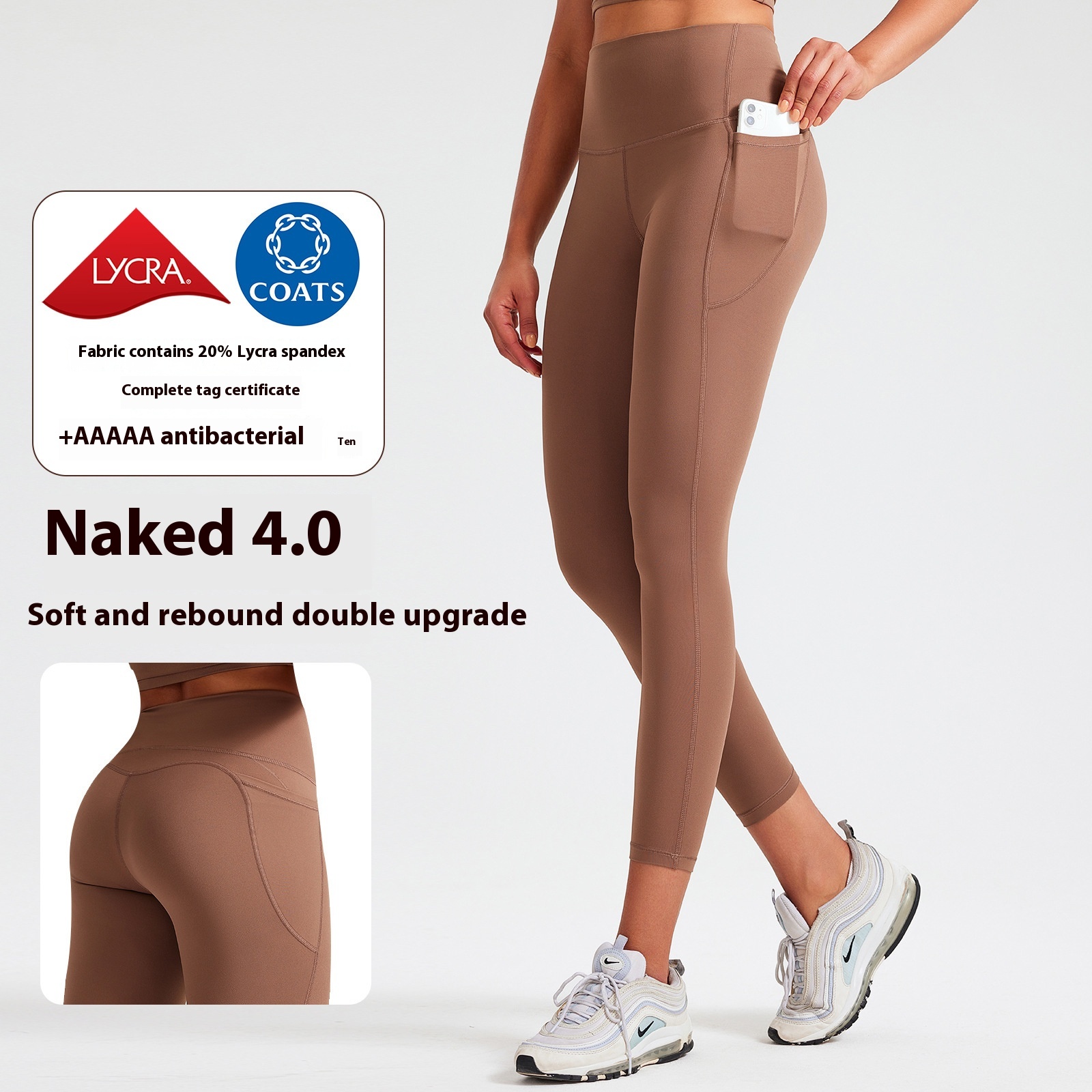 High Waist Shaping Peach Hip Exercise Lycra High Elastic Nude Feel Yoga Pants