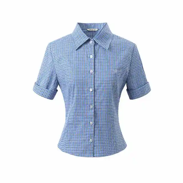 Knitted Preppy Style Polo Collar Tencel Linen Short Sleeve Blue - Shop at LoveMi