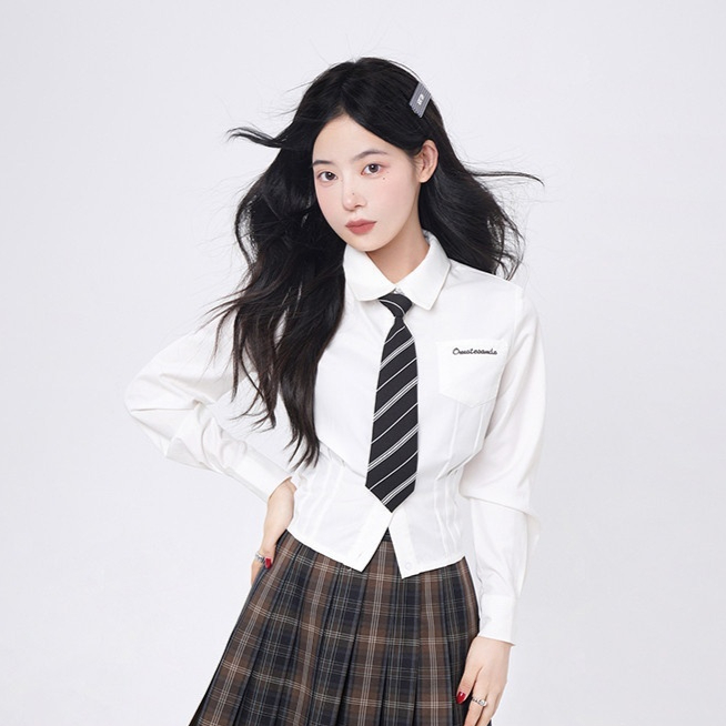 Women's Long-sleeved Shirt Slim Fit Waist