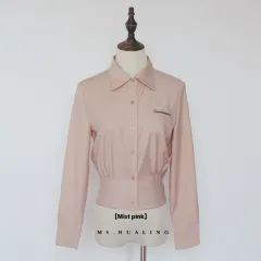 Women's Long-sleeved Shirt Slim Fit Waist - Fog Powder - View 1