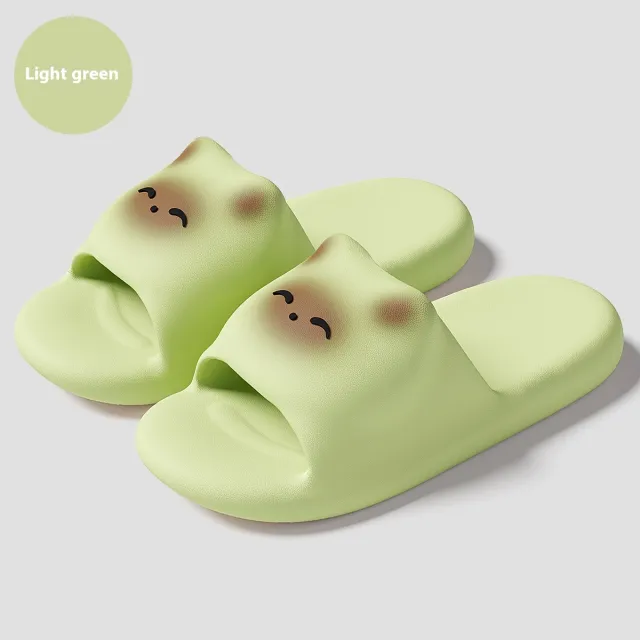 Cartoon Cat Slippers Home Non slip Floor Bathroom Slipper Summer Bedroom House Shoes Green - Shop at LoveMi