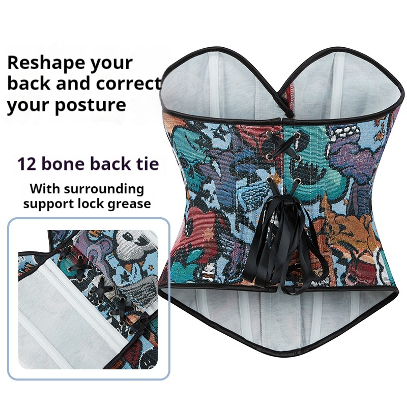 Halloween Skull Fishbone Jacquard Gathered Body Shaper