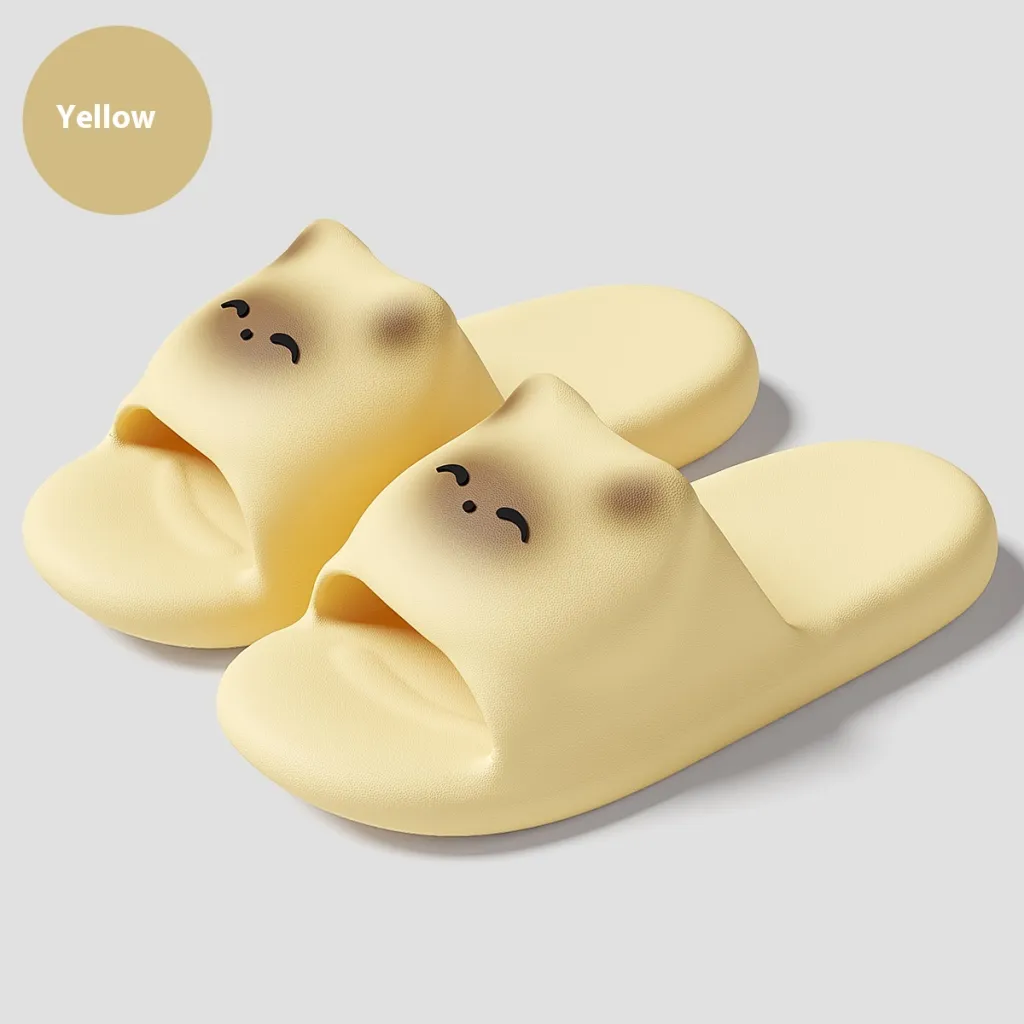 Cartoon Cat Slippers Home Non-slip Floor Bathroom Slipper Summer Bedroom House Shoes - Yellow