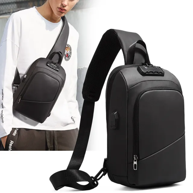 Men's Fashion Shoulder Bag Charging Anti theft Black - Shop at LoveMi