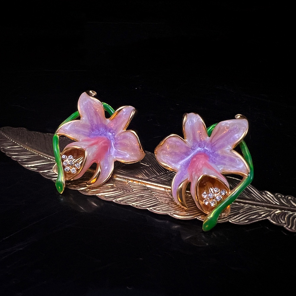 Flower Series Retro Exquisite Oil Painting Earrings