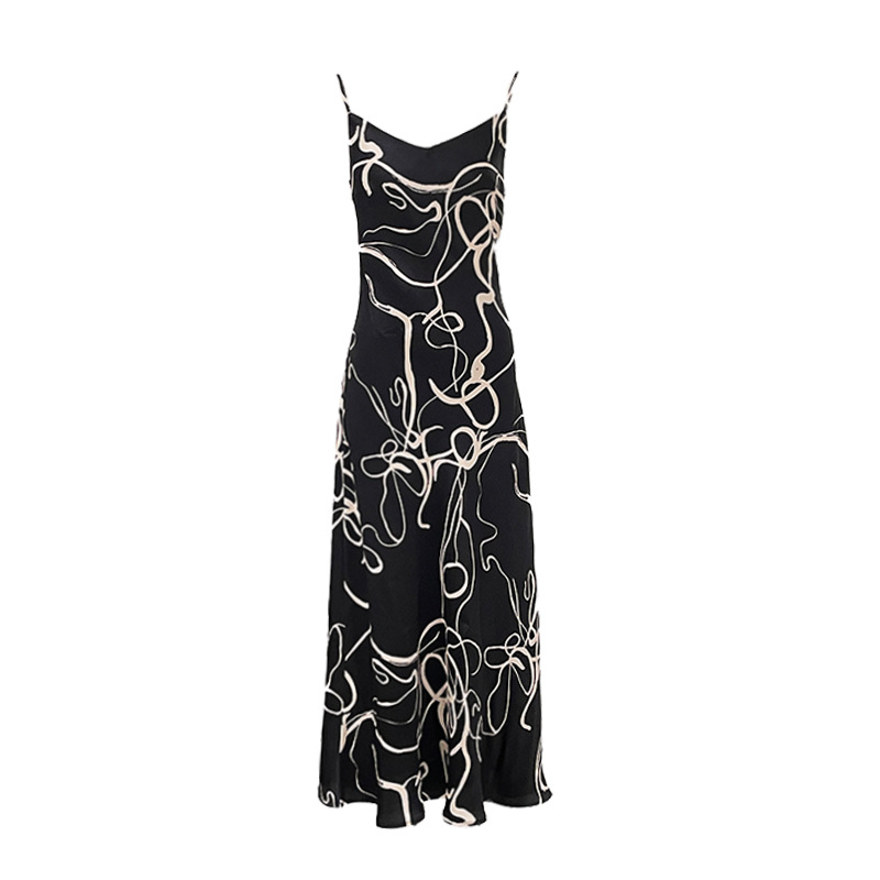 Spring New Retro Printing Slip Dress