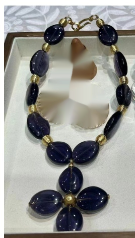 Vintage Glass High-grade Temperament Entry Lux Ear Stud And Ring Necklace