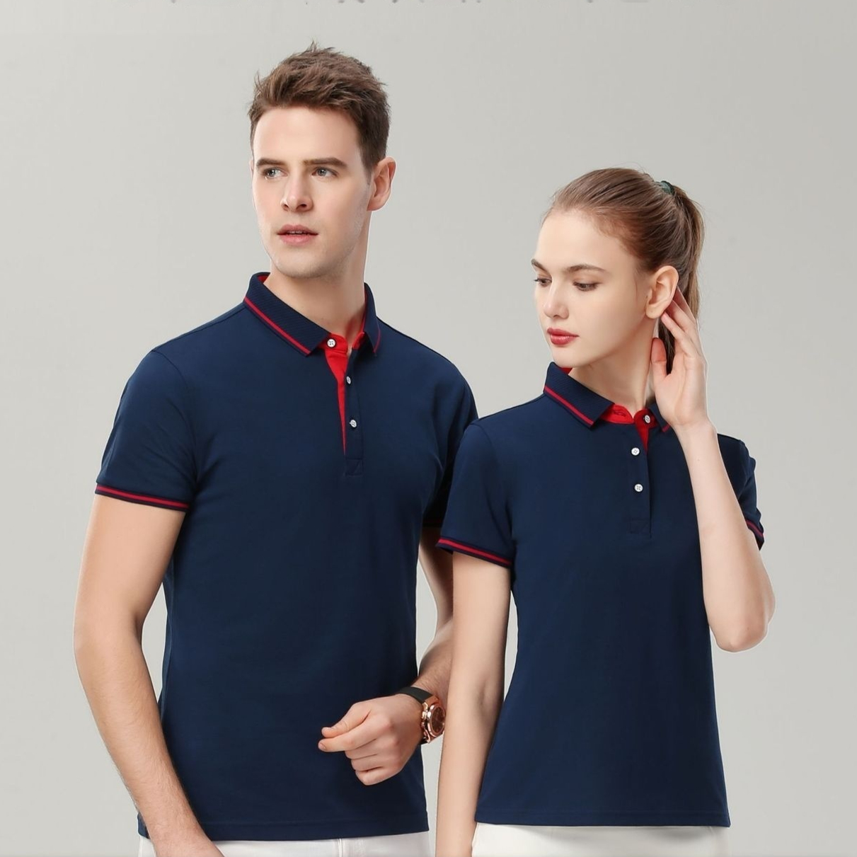 Lapel Embroidery Cotton Short-sleeved T-shirt