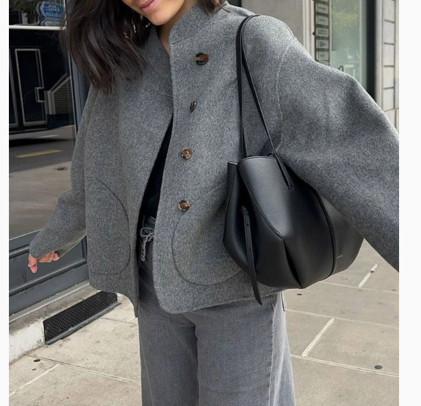 Women's Clothing In Stock Short Slim Fit Reversible Woolen Jacket