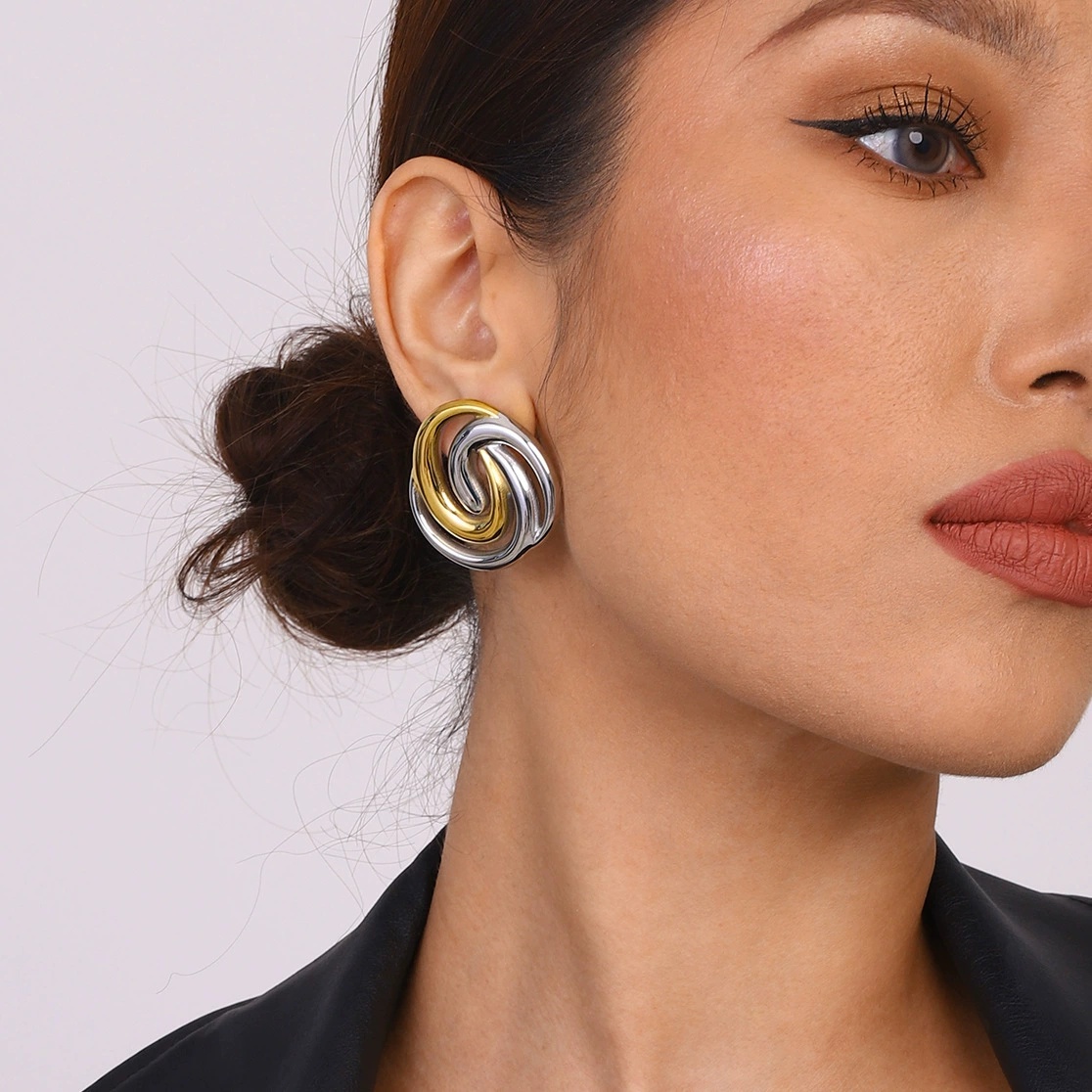 Janice Triple Spiral Gold Earrings