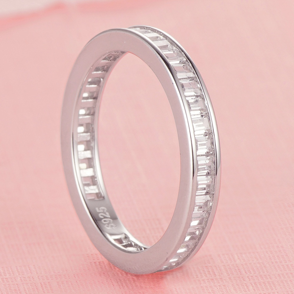 S925 Sterling Silver Creative Flat Diamond-studded Ring