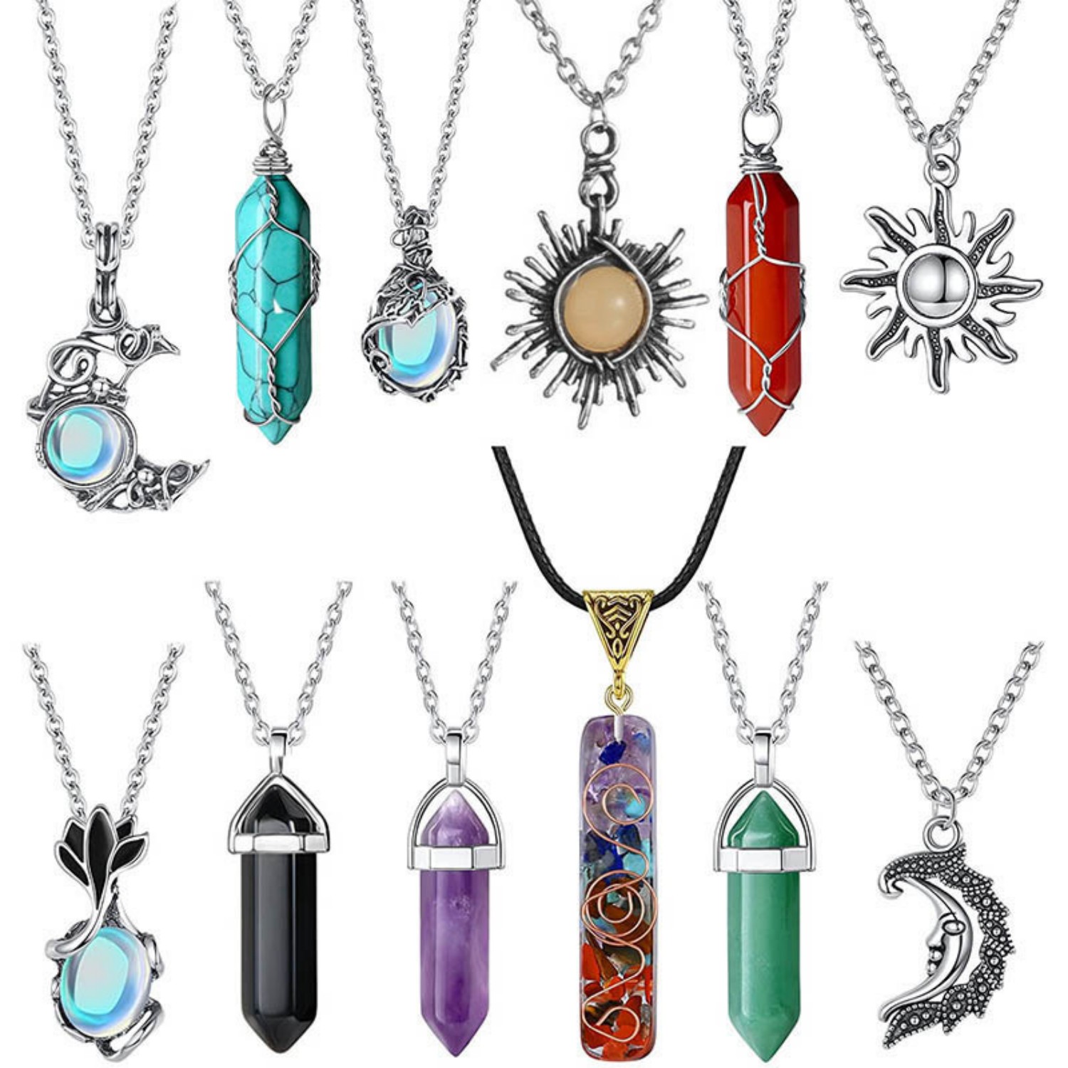 Moonlight Stone Threaded Pendant Set