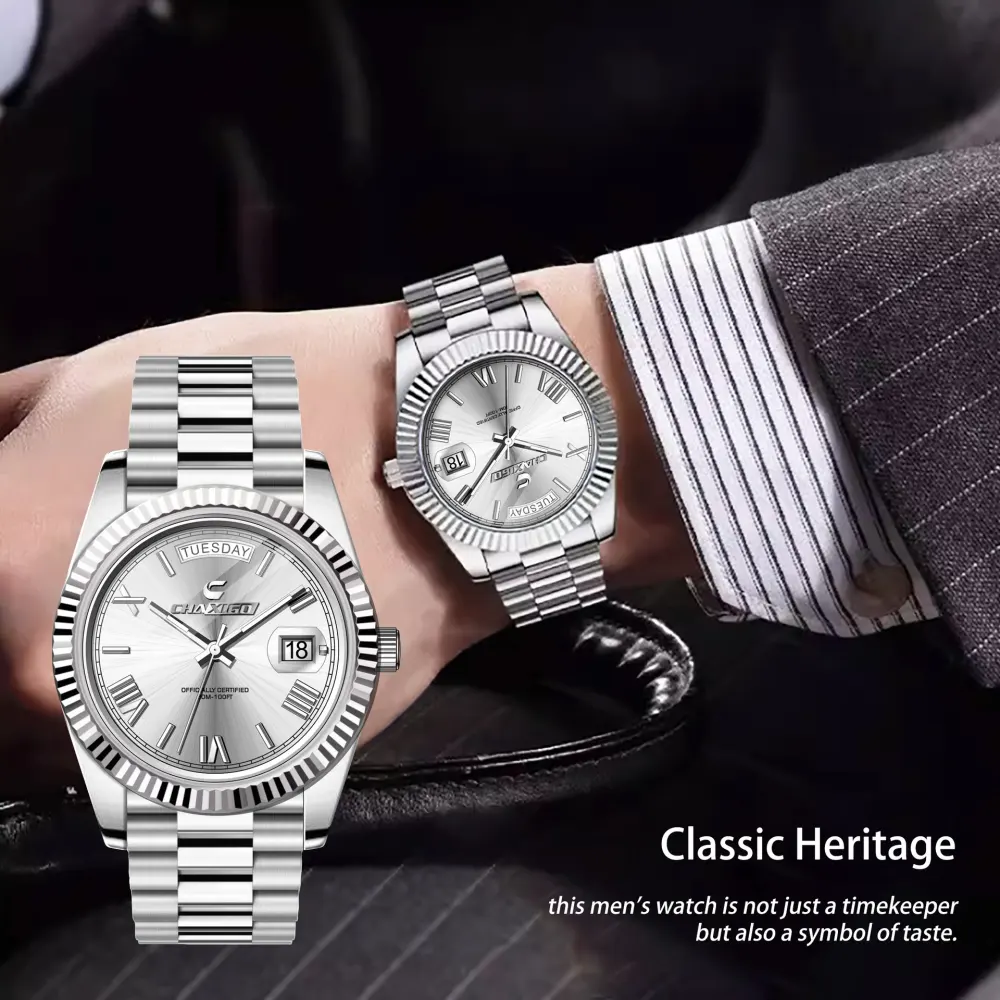 Fashion Men's Watch Steel Band Large Dial Quartz Wrist