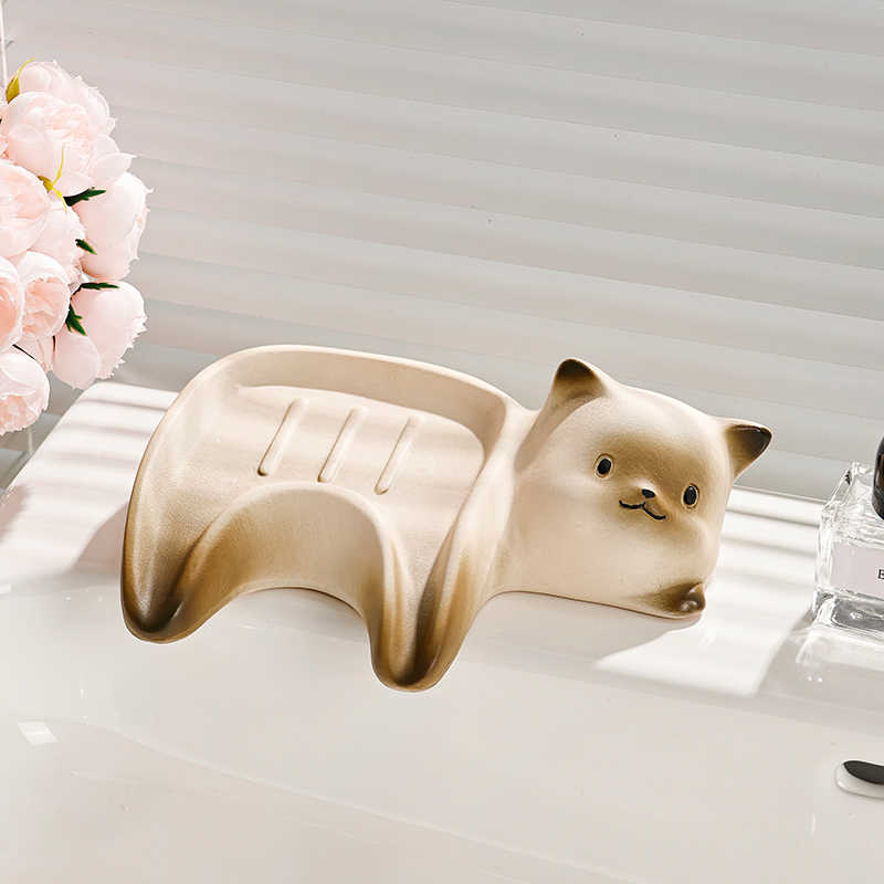 Drain Home Bathroom Cute Ceramic Soap Box