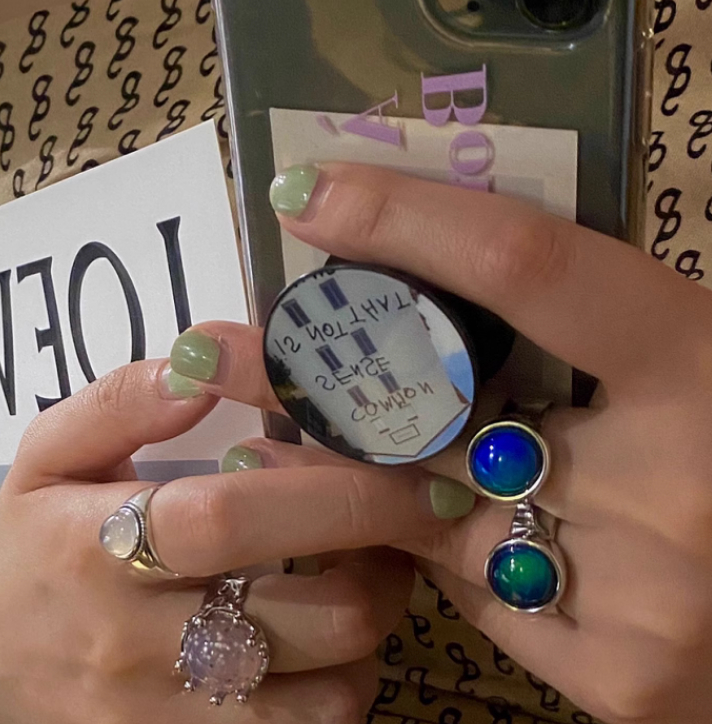 Color-changing Round Gold Foil Transparent Jelly Ring