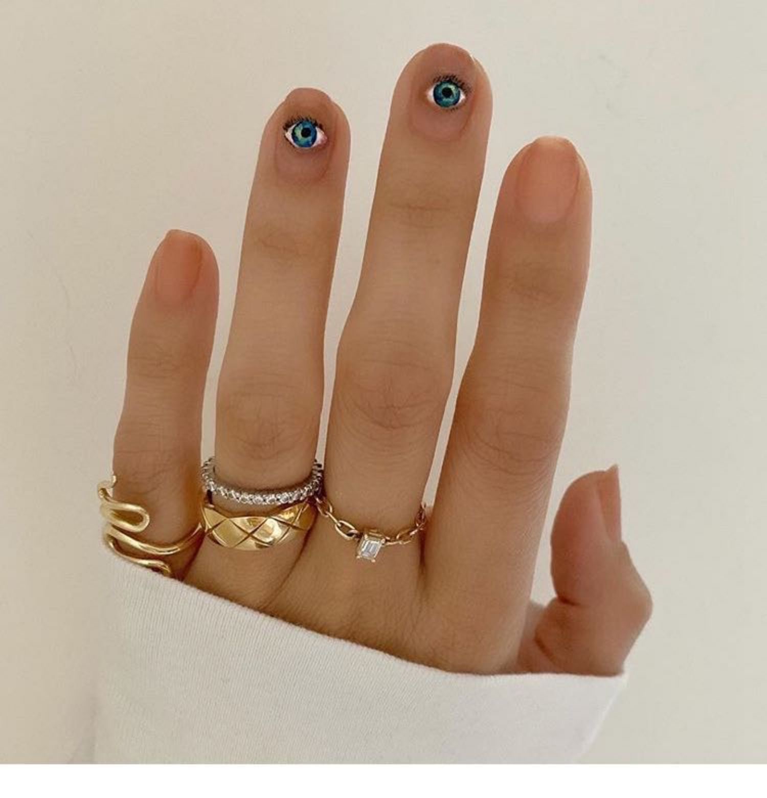 Emerald Fine Chain Layered Elegant Woman's Index Finger Ring