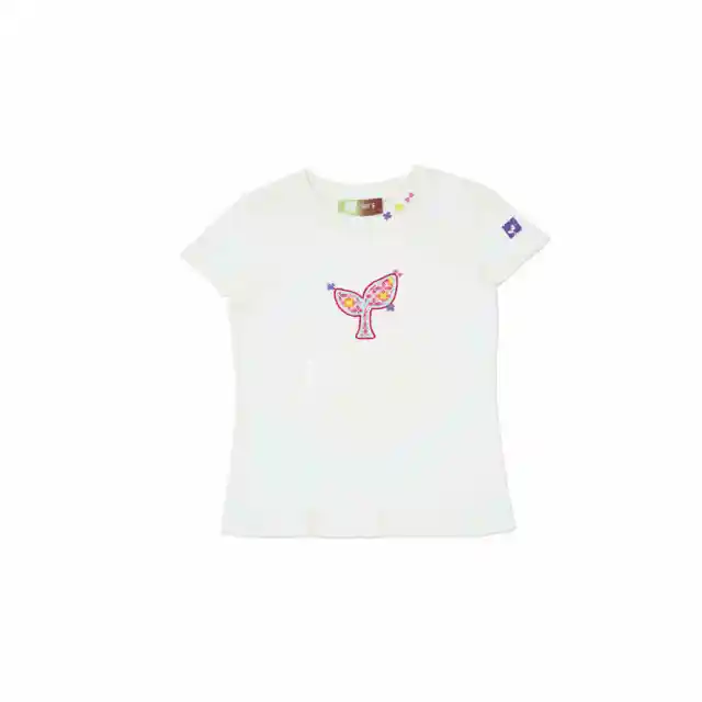 Women's Embroidered Shoulder Slim fit Short sleeved T shirt Cream White - Shop at LoveMi