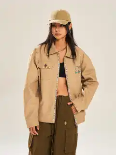 Lovers Wild Loose Vintage Overalls Jacket - Apricot - View 1