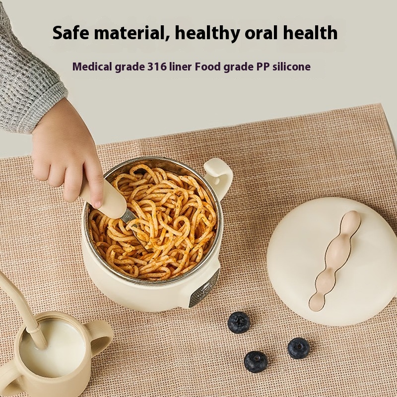 Baby Insulation Bowl Charging Drop-resistant Stainless Steel Solid Food Bowl - Image 2