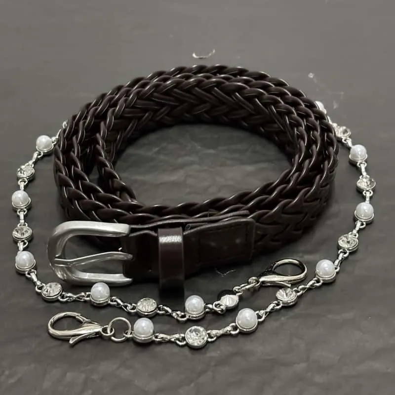 Hand-woven Decorative Pearl Waist Chain - European West Road