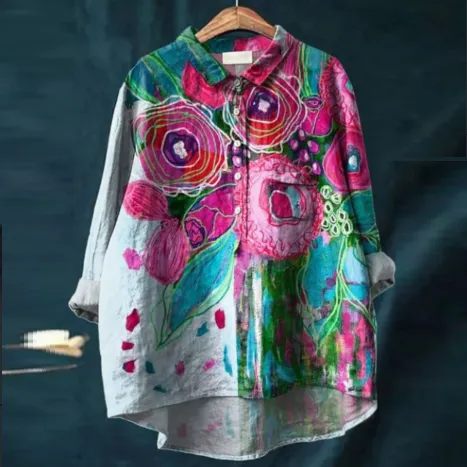 European And American Printed Hawaiian Casual Long sleeved Shirt 1 Color - Shop at LoveMi