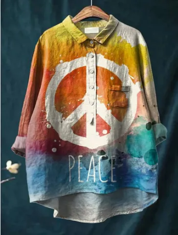 Casual Long Sleeve Shirt Print 5Color - Shop at LoveMi