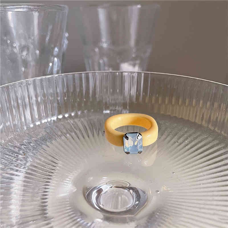 Opal Cream Orange Color System Acrylic Ring