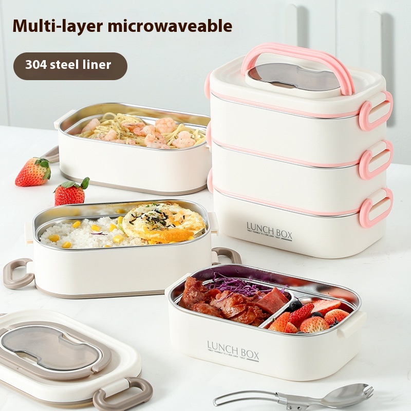 Fashion Personality With Spoon Multi-layer Bento Box