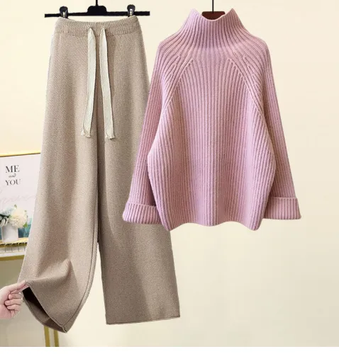 Cotton Vest Idle Style Knitted Sweater Wide Leg Pants Three piece Set Suit 10 - Shop at LoveMi