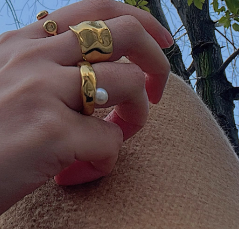 Cold Air Irregular Matte Metal Female Ring