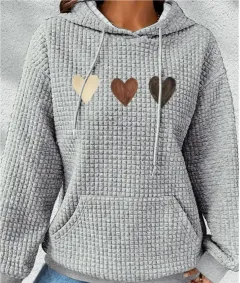 Women's Rugby Print Hooded Waffle Sweater - Syhfg0013-5Xl - View 1