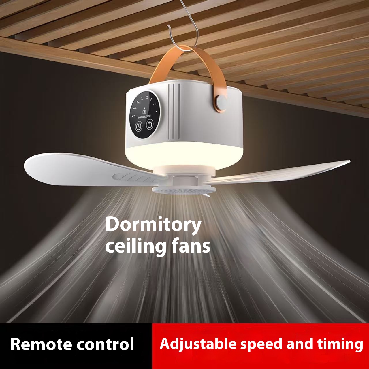 Multifunctional Light Small Ceiling Fan Outdoor Camping USB Rechargeable Fan