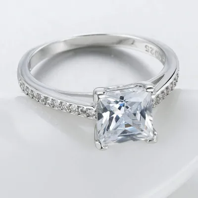 Classic Luxury Silver Plated Platinum Ring With Diamond Ring