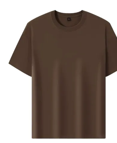 Cotton Round Neck Short Sleeve T-shirt - Caramel Mocha-S