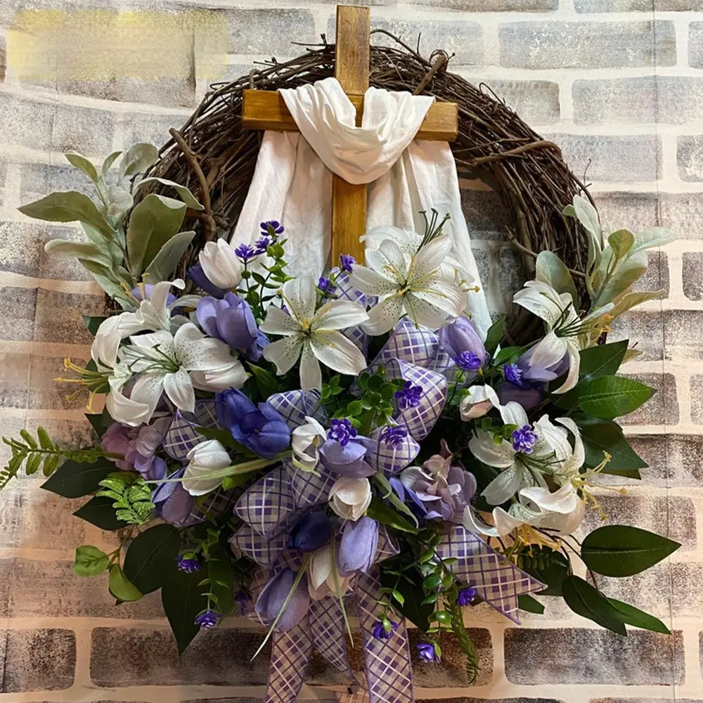 Liufang Building Cross Garland Front Door Wreath Decoration