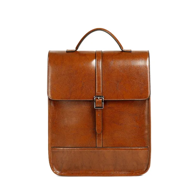 British Style Waterproof Leather Travel Backpack Brown - Shop at LoveMi