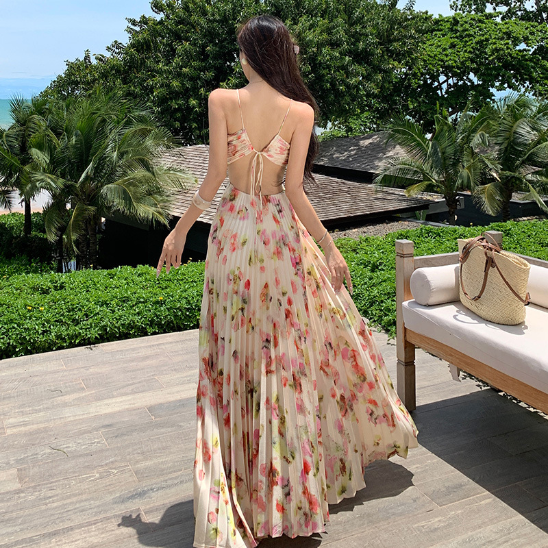 New Floral Elegant Halter Dress Women