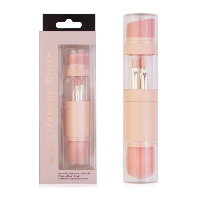 5 in 1 Makeup Brushes Multifunctional Portable Foundation Eyeshadow Puff Powder Maquillaje Cosmetic With Brush Cleaning Bowl Pink - Shop at LoveMi