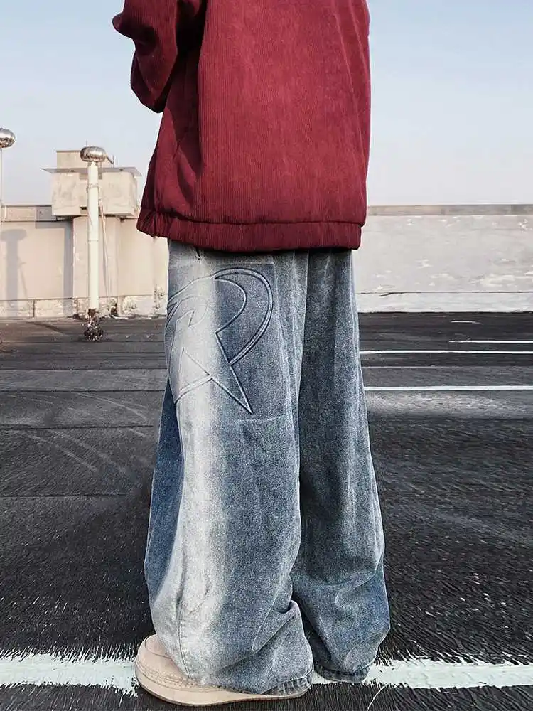 American Fashion Brand Vintage Mop Straight Jeans