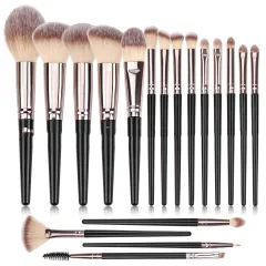 Black Makeup Brush Suit Powder Foundation Brush Eye Shadow - Black 18Pcs - View 1