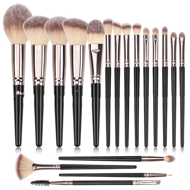 Black Makeup Brush Suit Powder Foundation Brush Eye Shadow Black 18Pcs - Shop at LoveMi